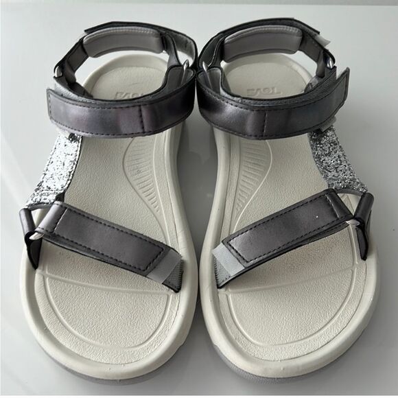 Teva Hurricane Christian Cowan Silver Glitter and White Sandals size 8 - Picture 2 of 10
